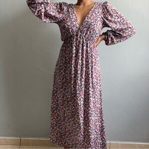 H&M Floral Long Maxi Dress | Red, Blue Yellow & White | Size: XS | Women